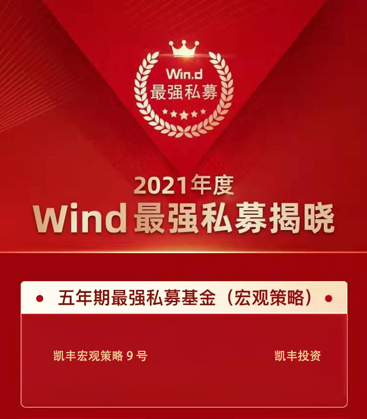 荣耀石 ▎凯丰恒信再揽“Wind五年期最强私募基金”奖项