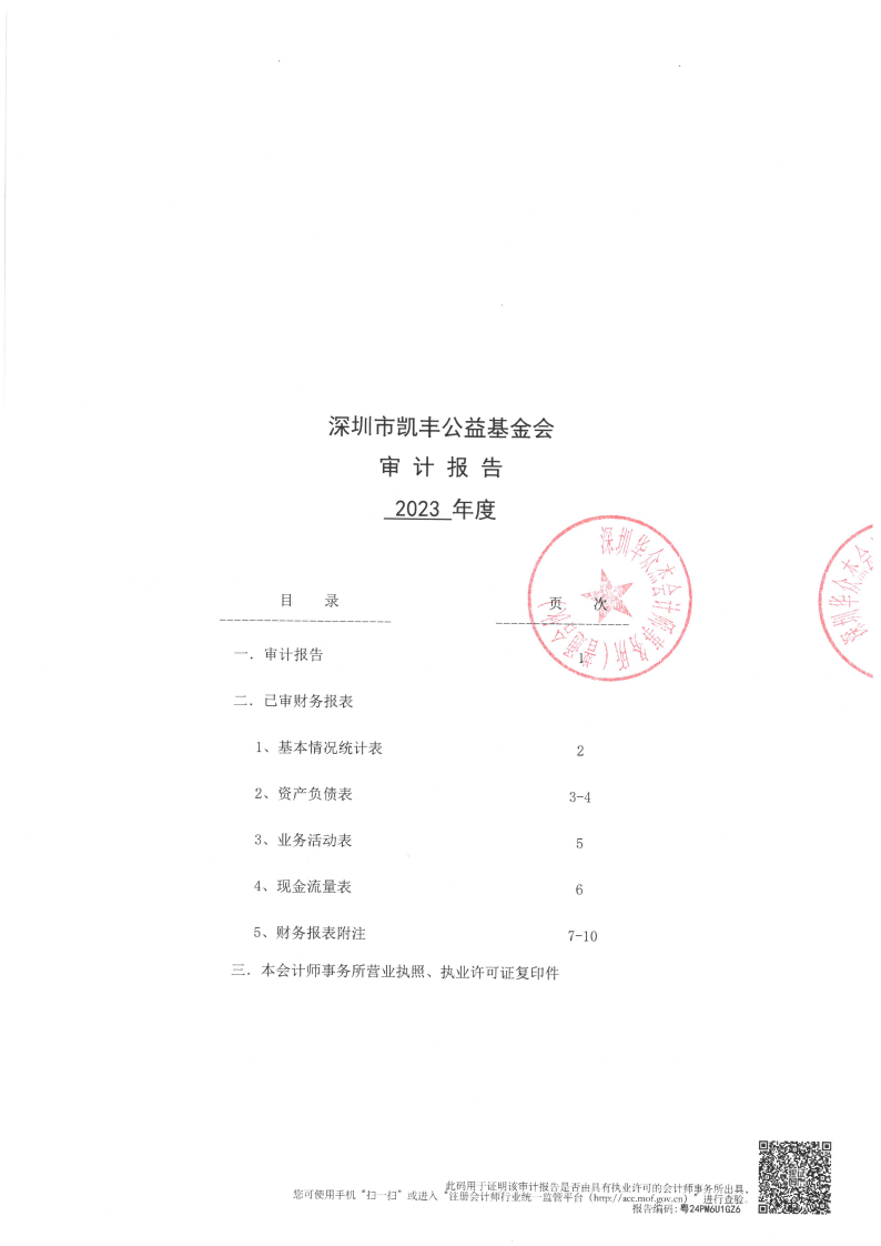 凯丰公益基金会 ▎2023年第三方审计报告披露